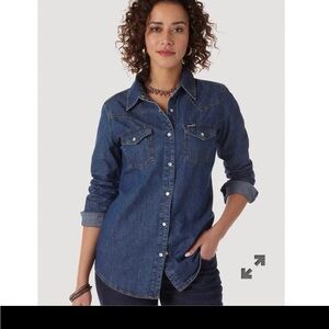 NEW M 27WW WRANGLER Western Snap Denim Shirt